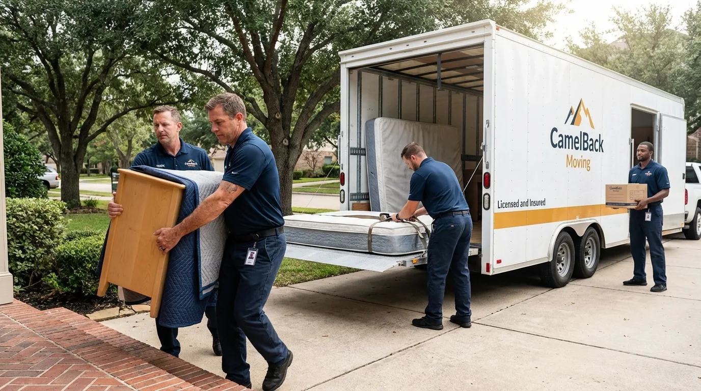 Crew loading residential truck for cross-state move from Sagamore, MA