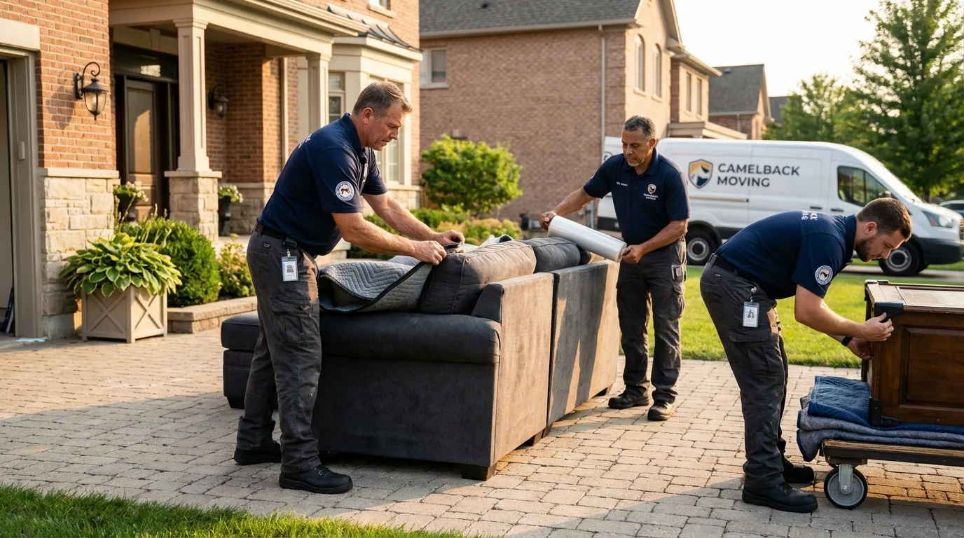 Large estate moving crew wrapping furniture in Sagamore, MA