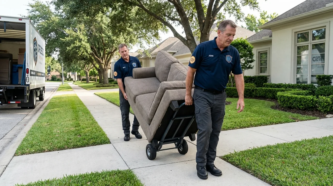 Local residential moving crew loading furniture in Sagamore, MA